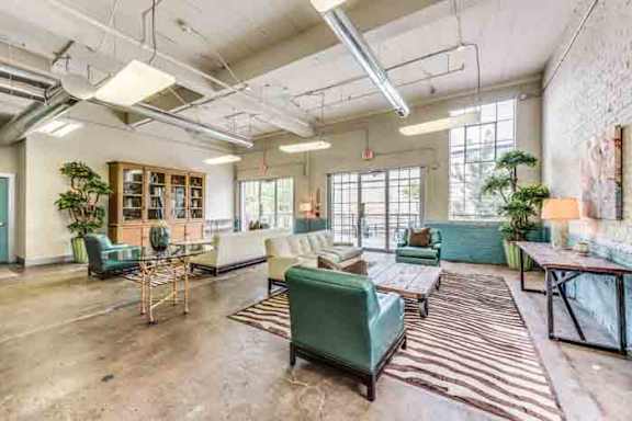 Spacious living room at Kemper Lofts Apartments, Lynchburg, 24501