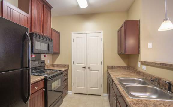 Phase II black appliances at The Parker at Cone Apartments, Greenville, NC