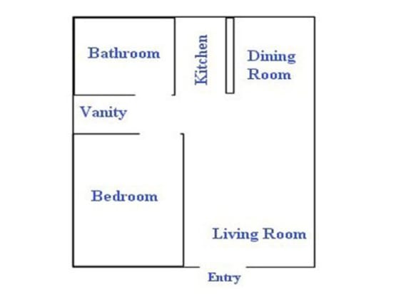 1 bedroom 1 bathroom floor plan at The Continental Apartments in Phoenix, AZ
