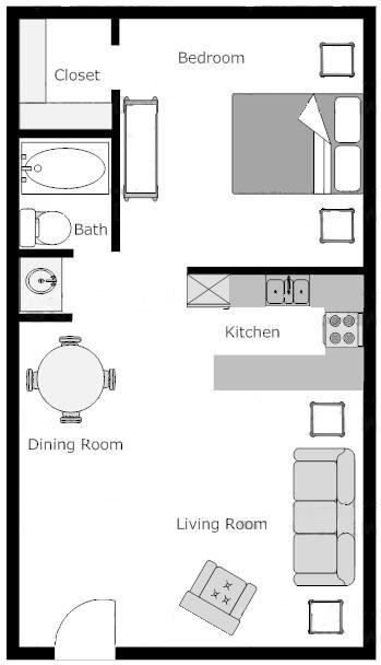 Floor Plan  One Bedroom One Bath
