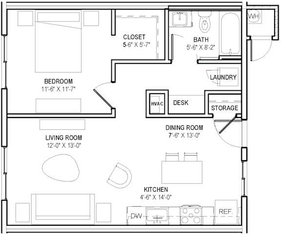 A floor plan of a house with labeled rooms and dimensions.