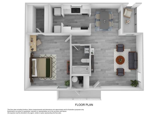 1x1 754 sqft floorplan at Mission Palms Apartments in Tucson Arizona