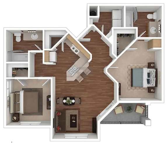 2 bed 2 bath Sun Valley 1037 sqft at Desert Sage Apartments in Goodyear Arizona
