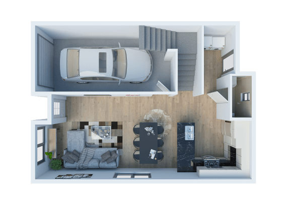 2 bedroom 2 bathroom floor plan at San Mateo Townhomes in Phoenix, AZ