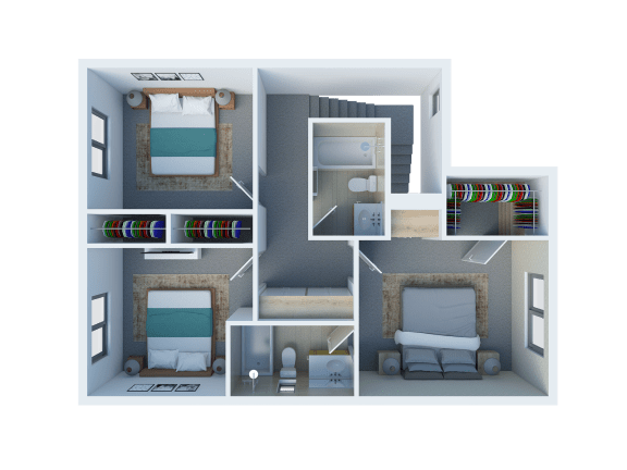 2 bedroom 2 bathroom floor plan at San Mateo Townhomes in Phoenix, AZ