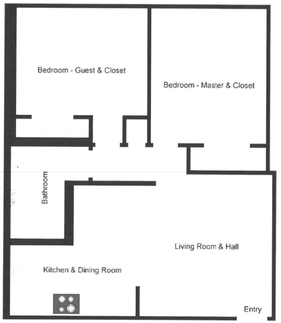 2x1 672 square foot floor plan at Williams at Gateway in Gilbert AZ