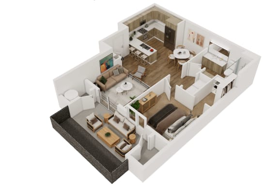 Turquoise One Bed One Bath Floorplan at Amavida Marana