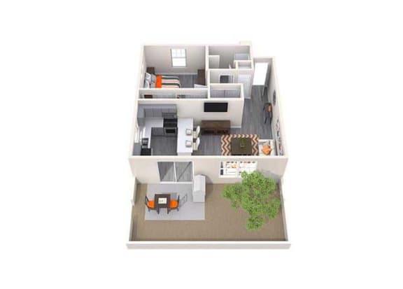 Alcove 1 bedroom 2 bathroom floor planat Palm Valley Villas in Goodyear, AZ