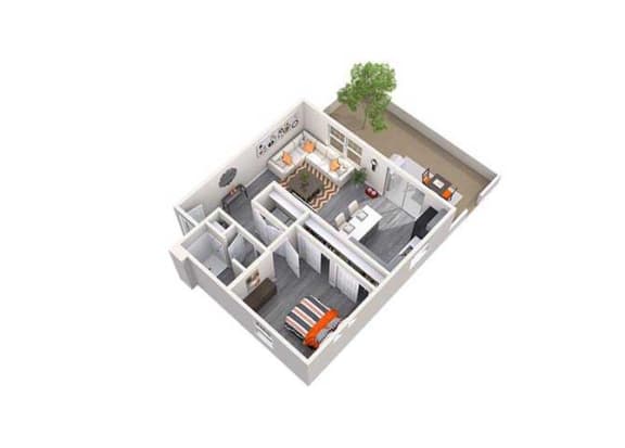 Alcove 3 bedroom 2 bathroom floor plan at Palm Valley Villas in Goodyear, AZ