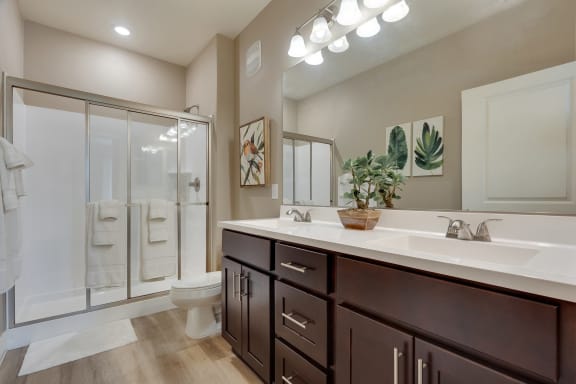 Bathroom vanity at Bella Victoria Apartments in Mesa Arizona January 2021