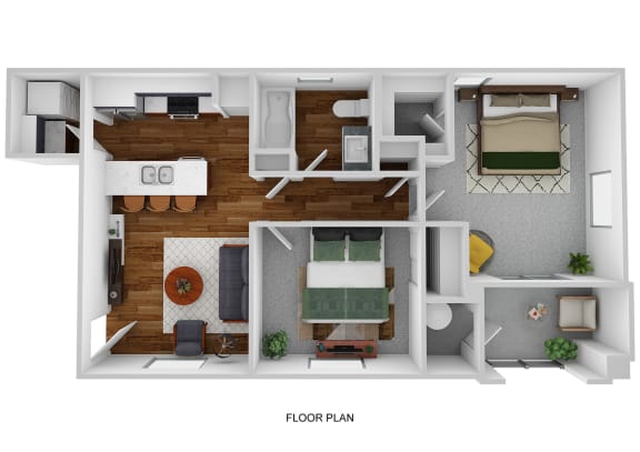 Floor Plan  2 Bedroom 1 Bathroom at La Borgata Apartments
