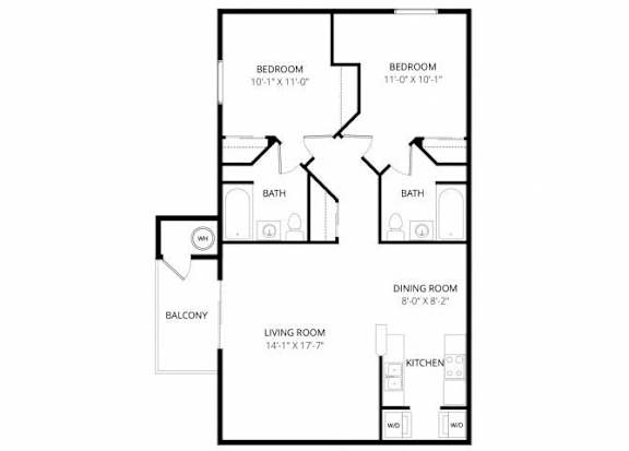 A black and white image of a floor plan for a house.