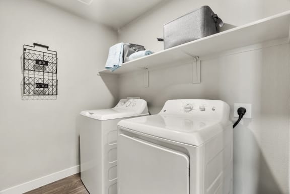 In-unit washer dryer at V on Broadway Apartments in Tempe AZ November 2020