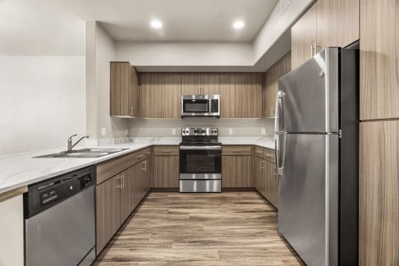 Kitchen at V on Broadway Apartments in Tempe AZ November 2020 (5)