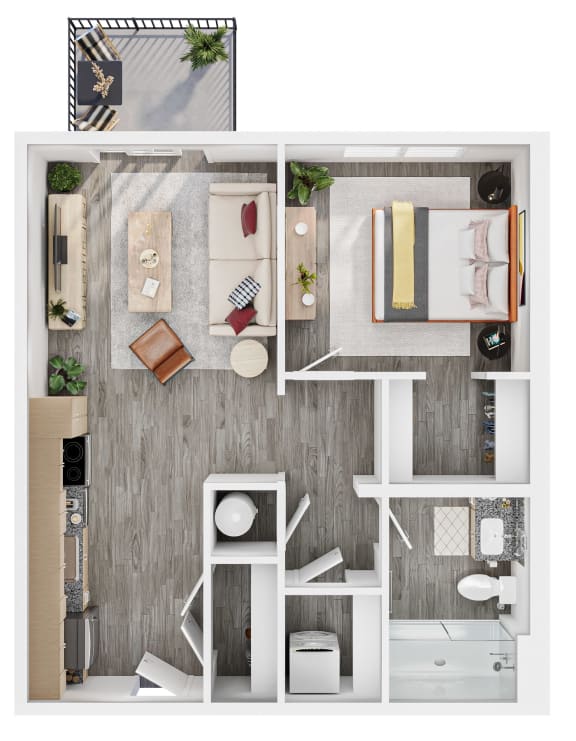 Floor Plan  Lucero Apartments A1 one bedroom floorplan in Phoenix