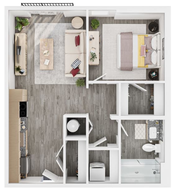 Lucero Apartments A2 One Bedroom bedroom floorplan in Phoenix