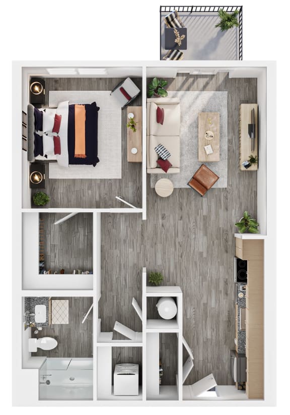 Lucero Apartments B1 One bedroom bedroom floorplan in Phoenix