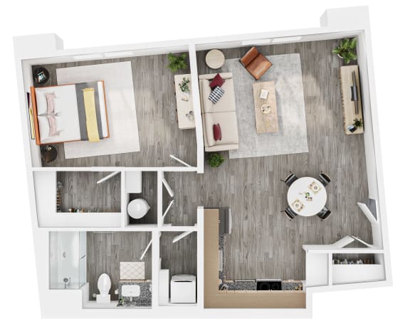 Floor Plan  Lucero Apartments B2 one bedroom bedroom floorplan in Phoenix