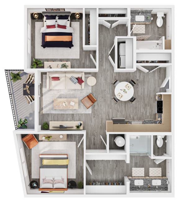 Lucero Apartments C1 Two bedroom floorplan in Phoenix