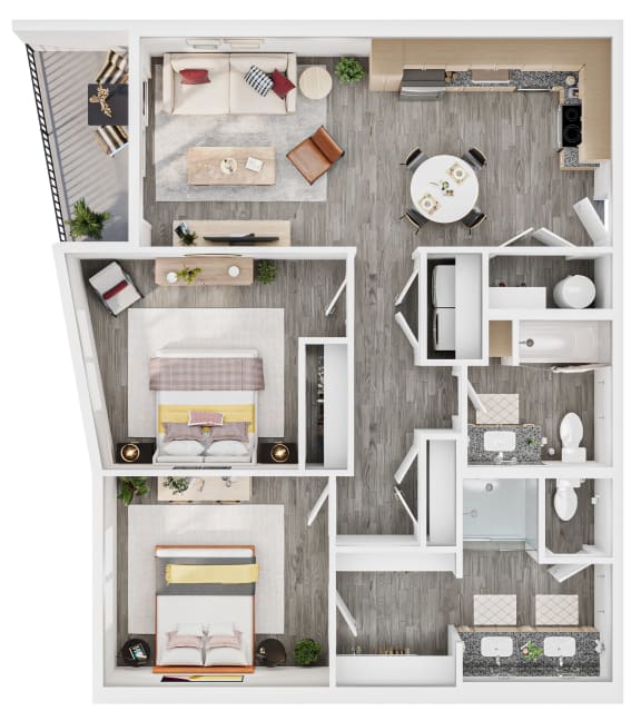 Lucero Apartments C2 Two bedroom floorplan in Phoenix
