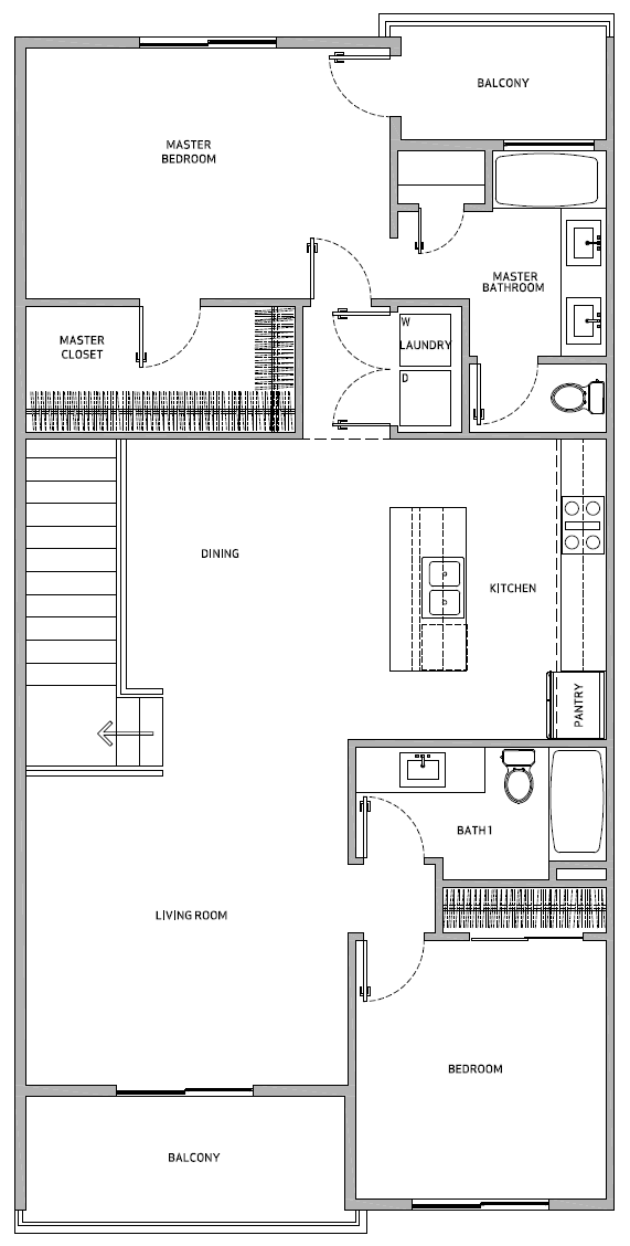 1 bedroom 1 bathroom floor plan image in Phoenix AZ