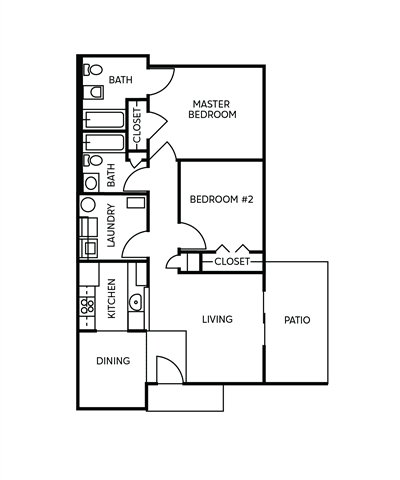  Floor Plan 2 Bedroom 2 Bath Ranch