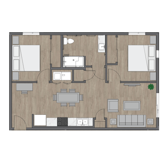 2 x 1 Bedroom 2nd Ave Commons Floor Plan at SECOND AVE COMMONS | BRAND-NEW, Mesa