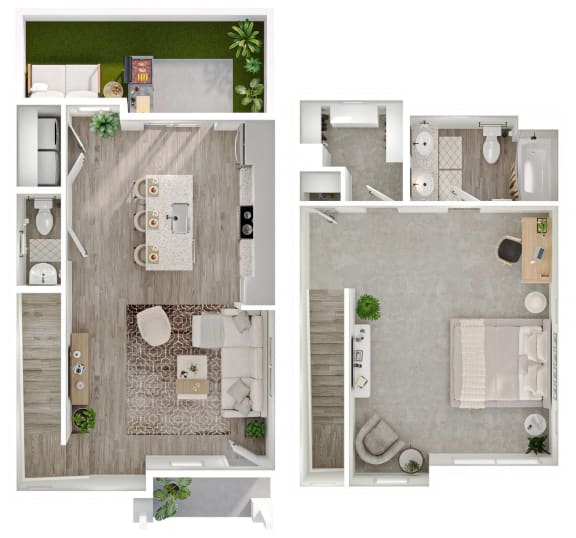 a floor plan of a house with a bedroom and a living room