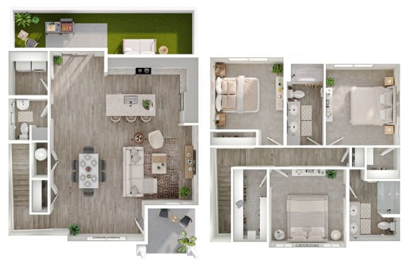 a floor plan of a home is shown with different layouts