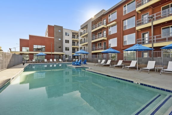 Pool at V on Broadway Apartments in Tempe AZ November 2020