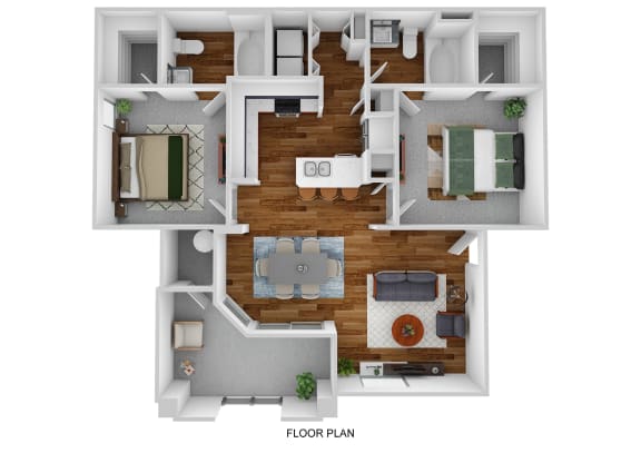 Floor Plan  2 Bedroom 2 Bathroom at La Borgata Apartments