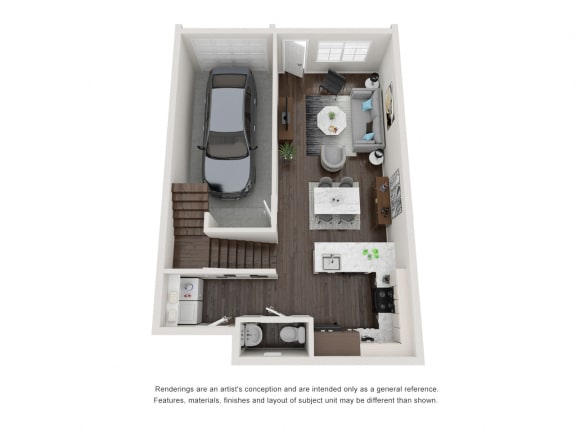 2 bedroom 2 bathroom floor plan image at San Vicente Townhomes in Phoenix AZ