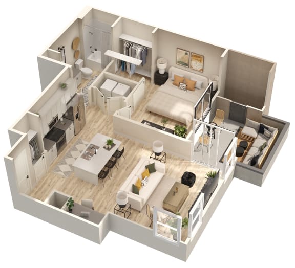 bedroom floor plan an in 3d