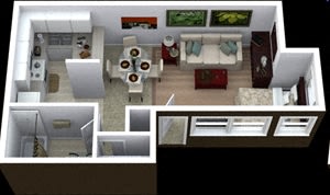 Studio floor plan image at Villas de la Terraza Apartments in Albuquerque NM