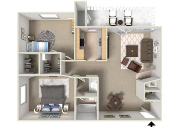 Sunrise Ridge 2 bedroom 1 bathroom apartments for rent floor plan Tucson, AZ