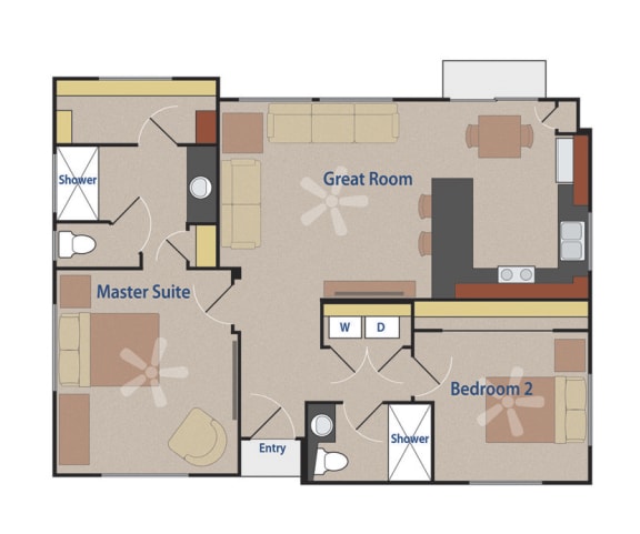Two Bedroom Two Bathroom floor plan image at Avilla Marana in Tucson, AZ