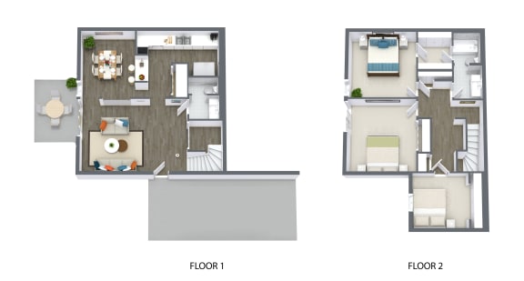Townhouse 3 bedroom floorplan at Falls at Mill Creek