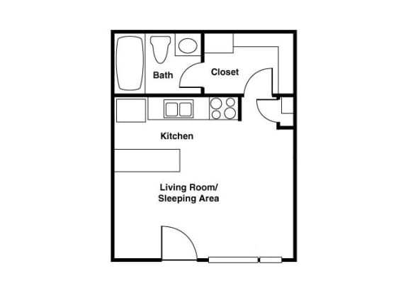 Unfurnished Studio floor plan at Shorebird Apartments in Mesa, AZ