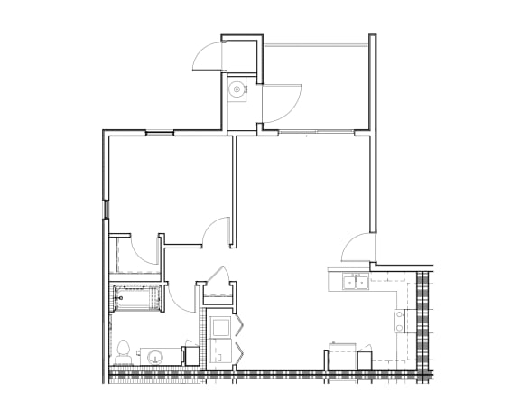 1 bedroom floor plan image at New Frontier Apartments in Phoenix AZ
