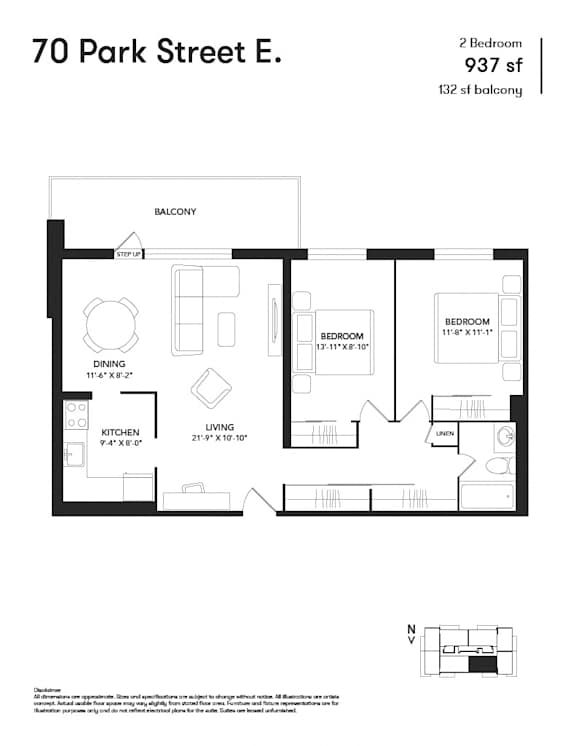 2 Bedroom Floor Plan at 70 Park, Mississauga, California