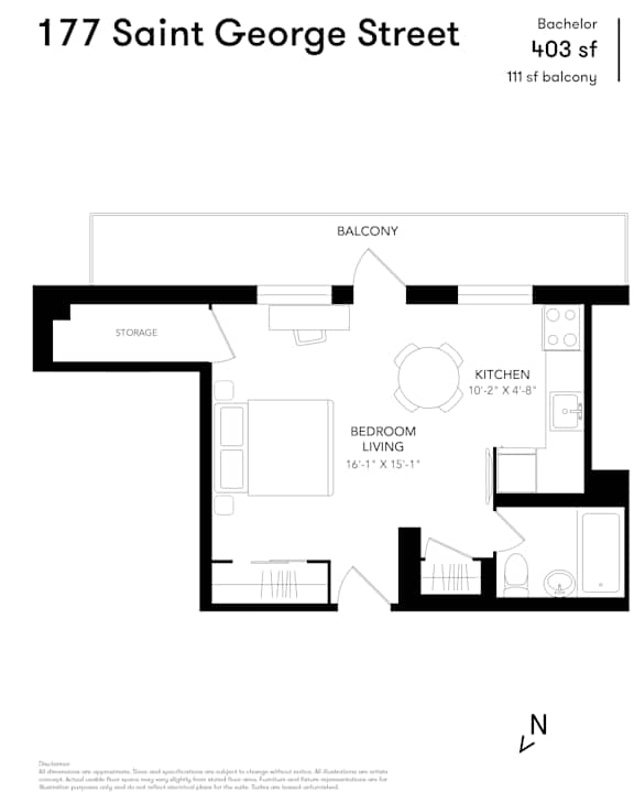Studio 1 bath Studio 1 bath at 177 Saint George Apartments, Toronto, CA
