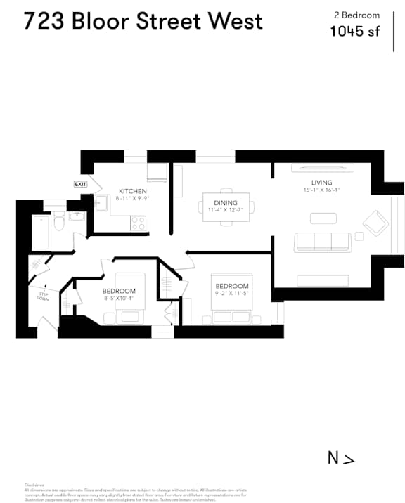 2 bed 2 bath at 723 Bloor Apartments, Canada, M6G 1L5