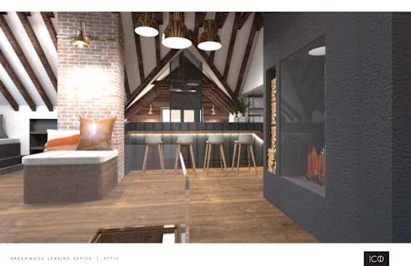 a rendering of a bar and a living room with a fireplace at Ardenwood Apartments, North Haven, Connecticut