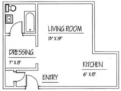 Studio Floorplan at Traymore Apartments, New Haven, Connecticut