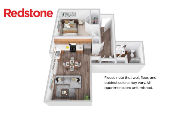 the redstone floor plan with bedroom and bathroom