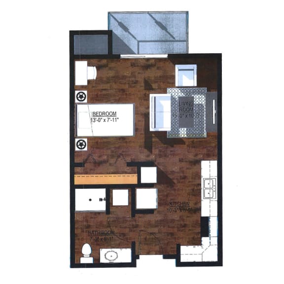 floor plan of a studio apartment