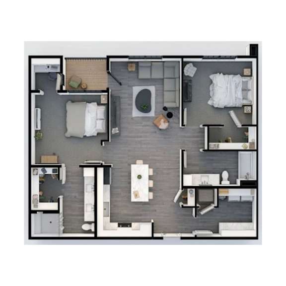 C1 Two Bedroom Floor Plan Arkansas Apartments