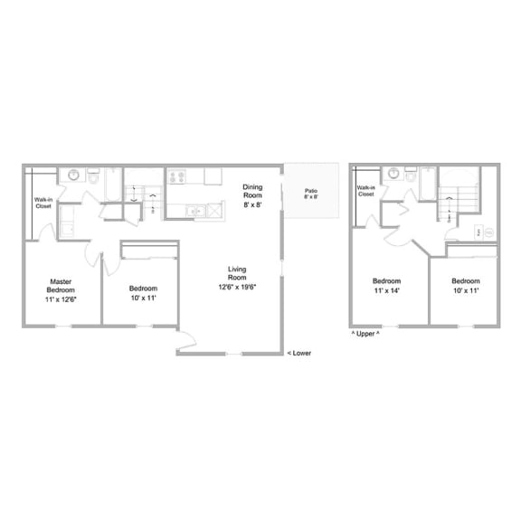 Brixin Franklin Apartments and Townhomes floor plan 4 bed 2 bath
