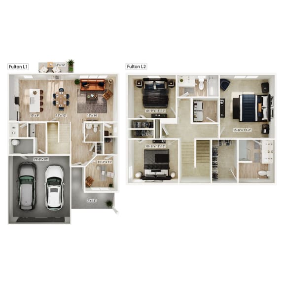 3 bed 2.5 bath rental home floor plan