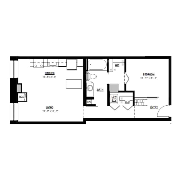 A floor plan of a house with a living room, kitchen, dining room, bedrooms and bathrooms.